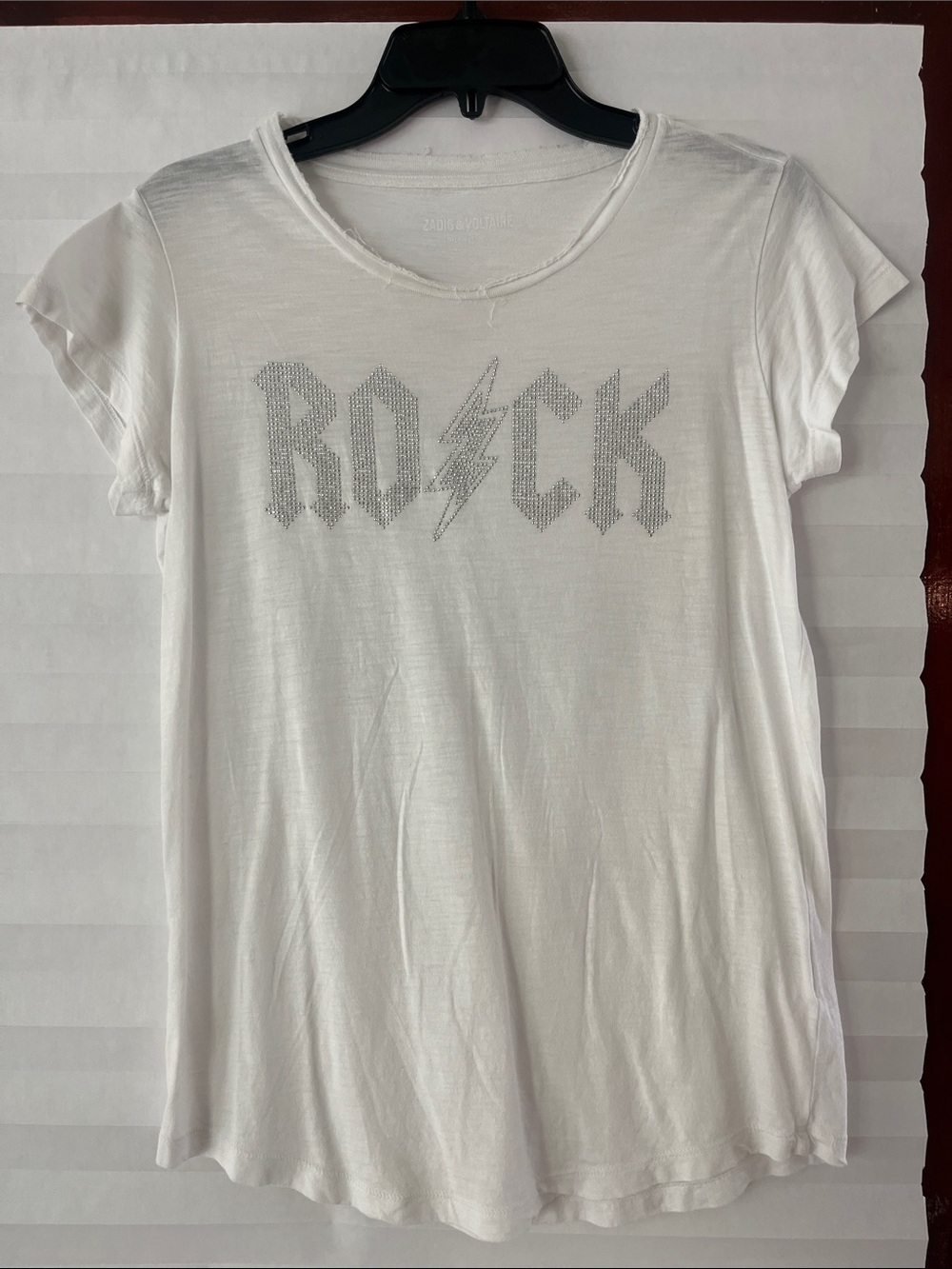 Zadig & Voltaire Women’s White Short-Sleeve Graphic 'Rock' Tee with Silver studs